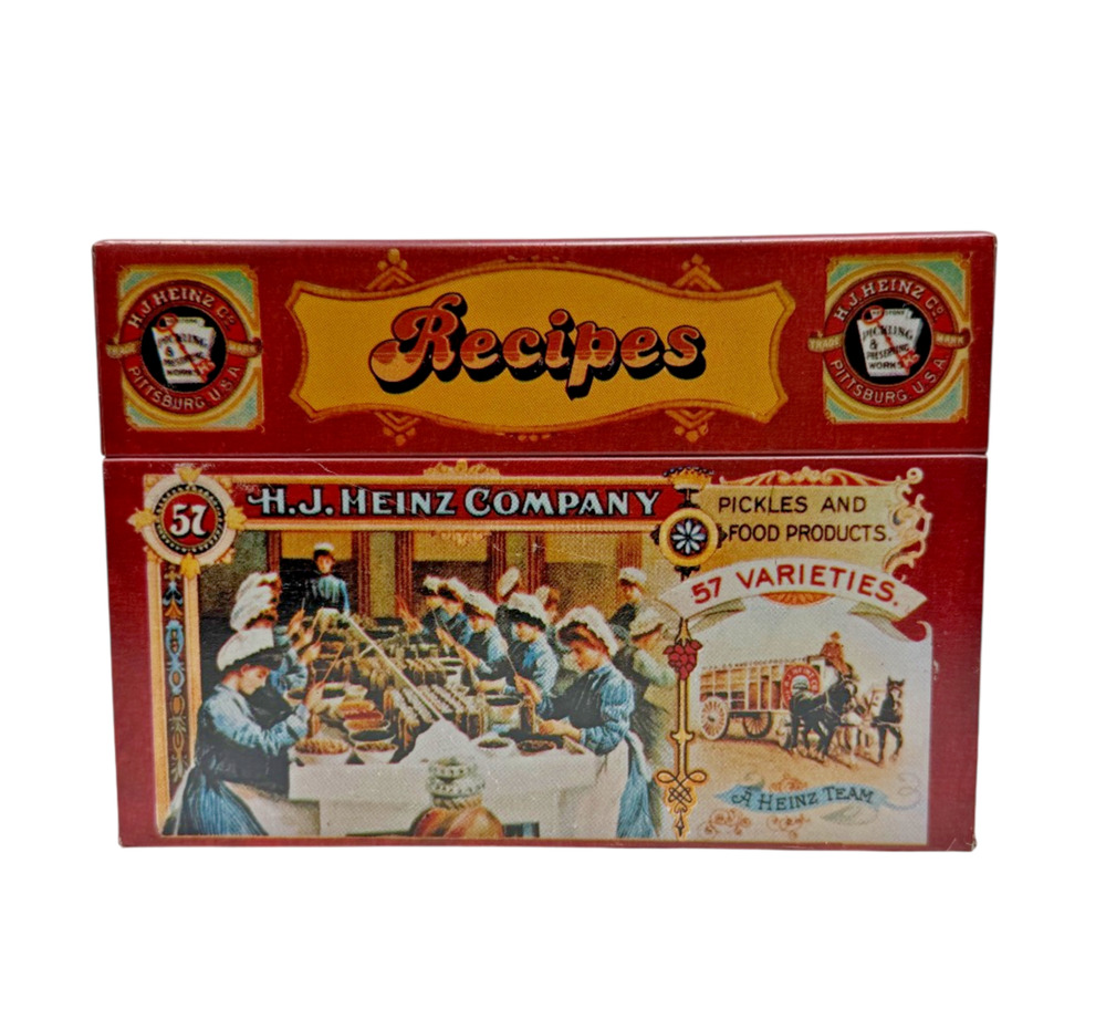 Vintage H.J. Heinz Company Metal Recipe Card Box w/ Index Cards J Chein